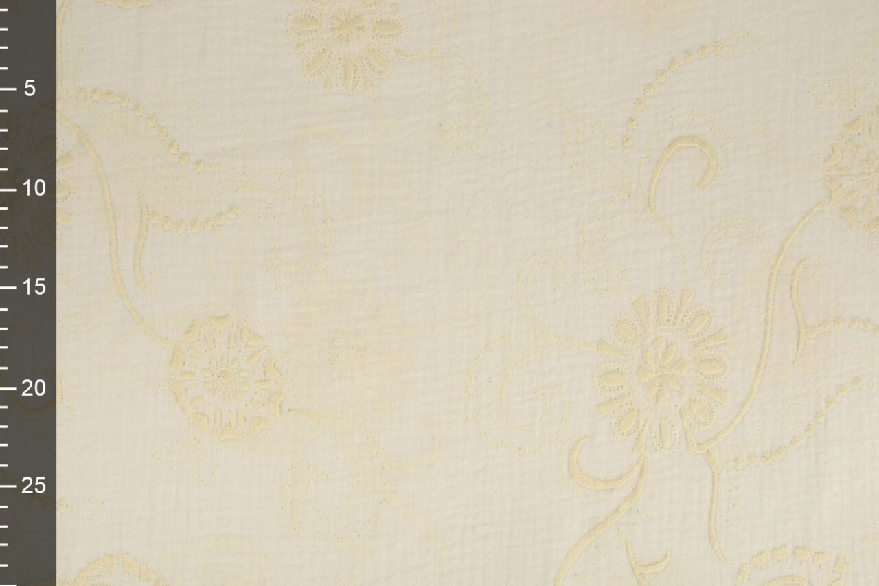 Oeko-Tex®  Embroidered Double Gauze Fabric Creme