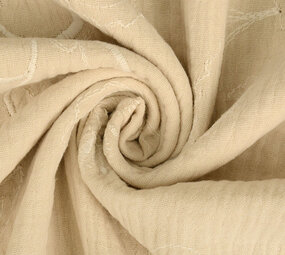 Oeko-Tex®  Bestickte Baumwolle Musselin Stoff  Beige