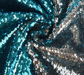 Omkeerbare Pailletten Stof Blauw-Zilver Omkeerbare Pailletten Stof Blauw-Zilver