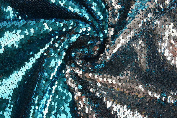 Omkeerbare Pailletten Stof Blauw-Zilver