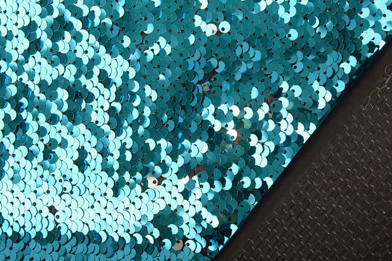 Reversible Sequin Fabric Blue-Silver
