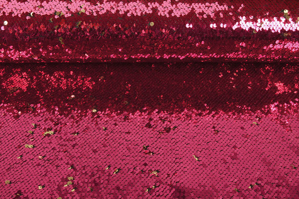 Reversibler Paillettenstoff Fuchsia-Gold