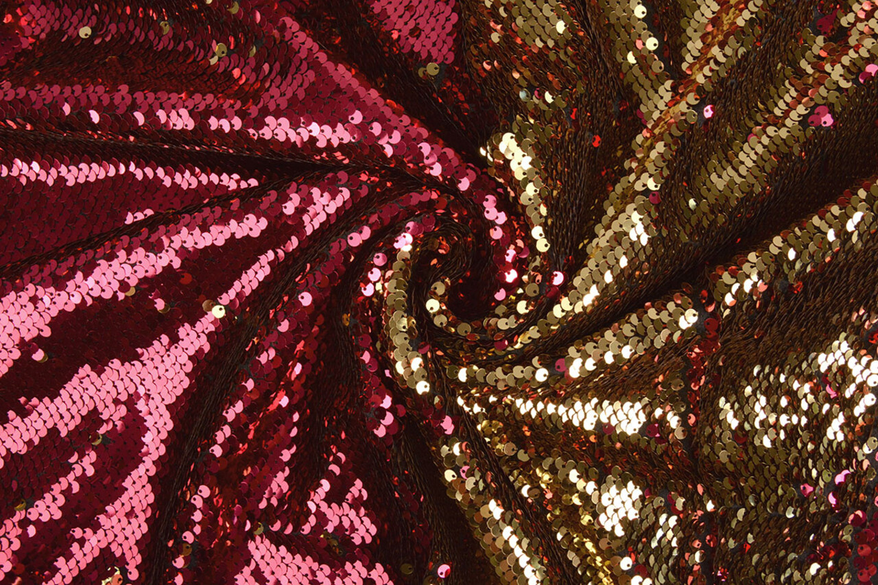Reversible Sequin Fabric Fuchsia-Gold