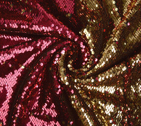Omkeerbare Pailletten Stof Fuchsia-Goud