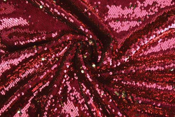 Reversibler Paillettenstoff Fuchsia-Gold