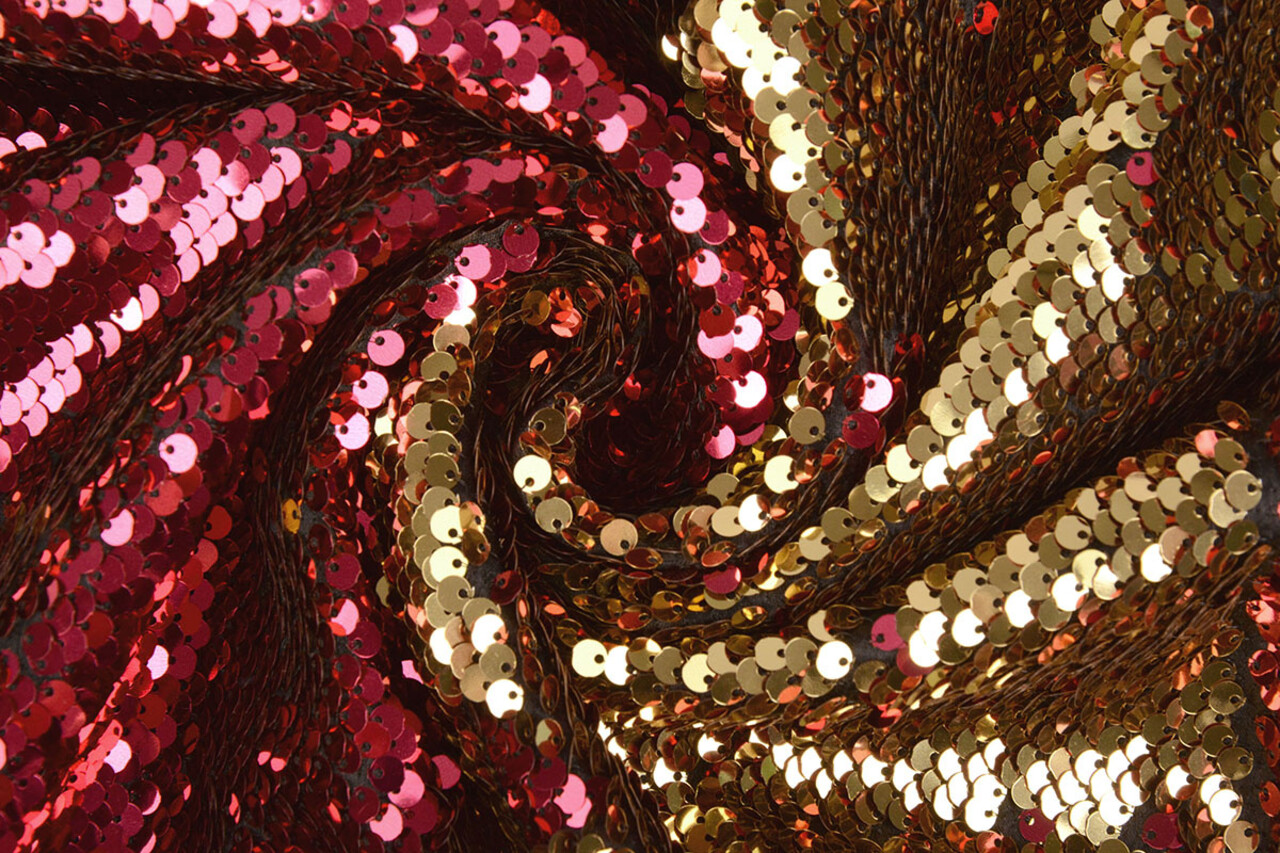 Reversible Sequin Fabric Fuchsia-Gold