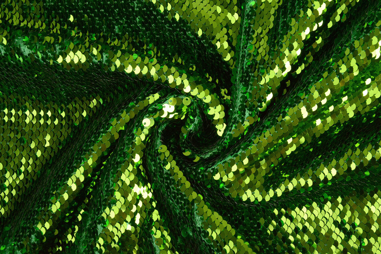 Reversibler Paillettenstoff Grün-Moosgrün Reversibler Paillettenstoff Grün-Moosgrün