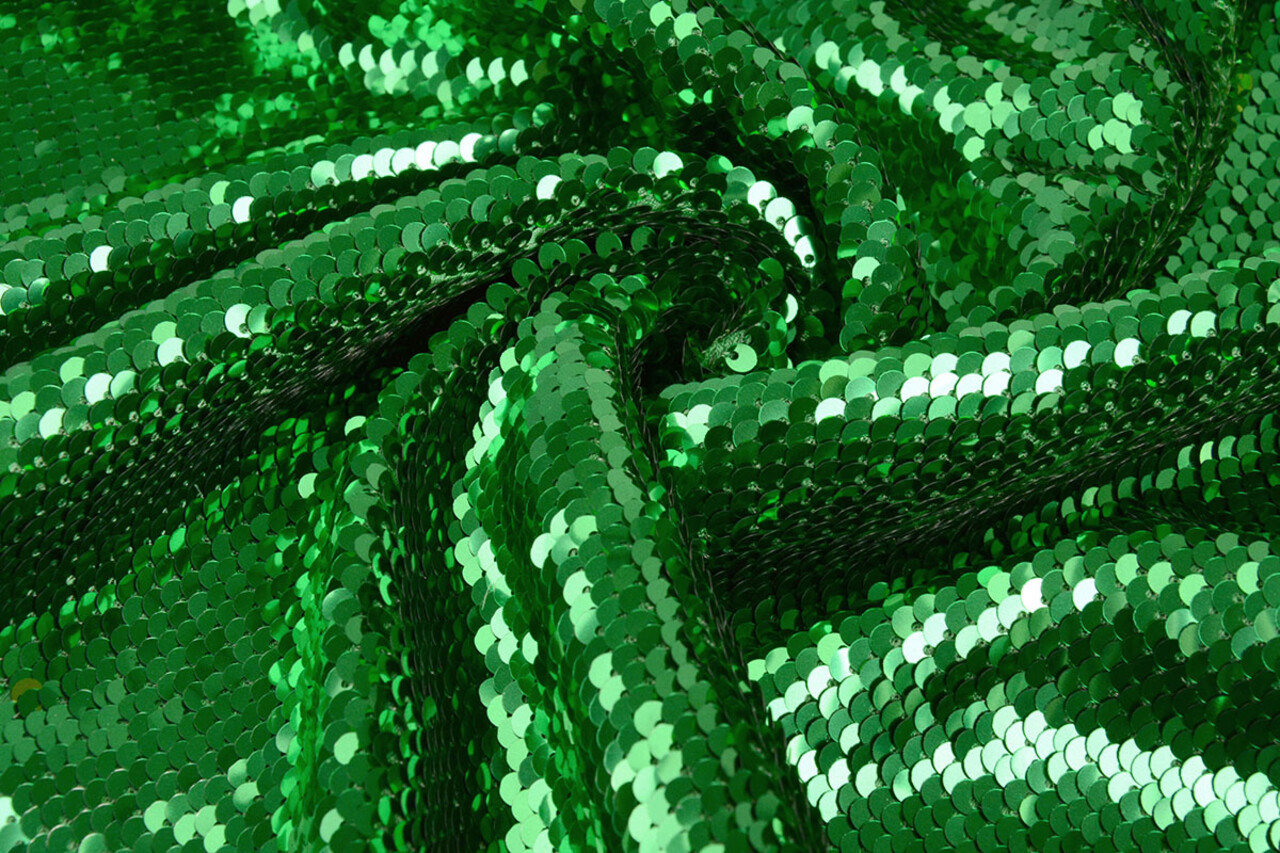 Reversible Sequin Fabric Green-Moss Green Reversible Sequin Fabric Green-Moss Green
