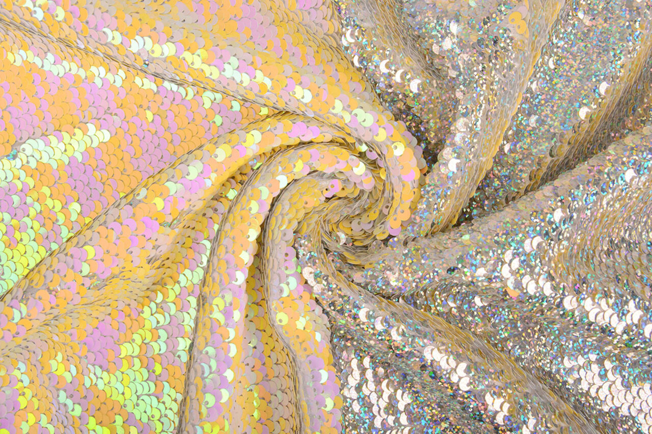 Reversible Sequin Fabric Pastel-Silver Glitter