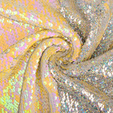 Reversibler Paillettenstoff Pastell-Silber Glitzer Reversibler Paillettenstoff Pastell-Silber Glitzer