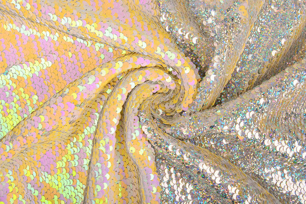 Reversibler Paillettenstoff Pastell-Silber Glitzer Reversibler Paillettenstoff Pastell-Silber Glitzer