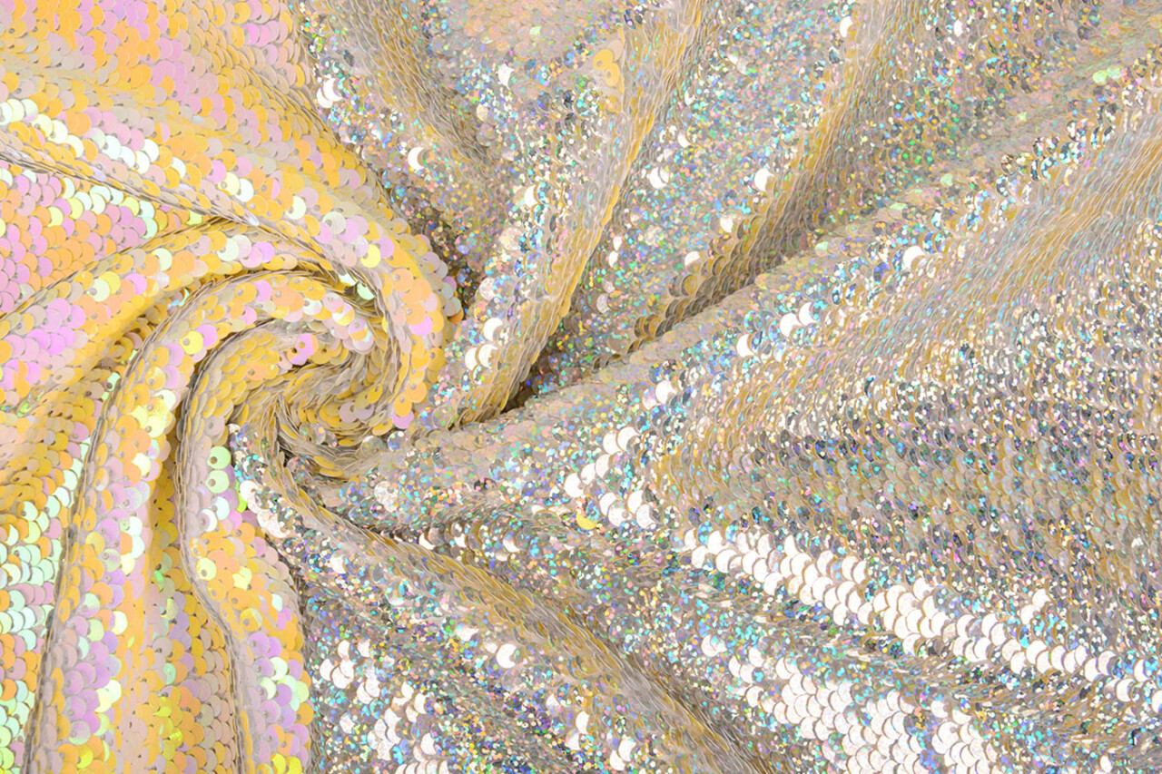 Reversible Sequin Fabric Pastel-Silver Glitter Reversible Sequin Fabric Pastel-Silver Glitter