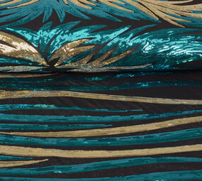 Sequins on Mesh Nayeli Aqua