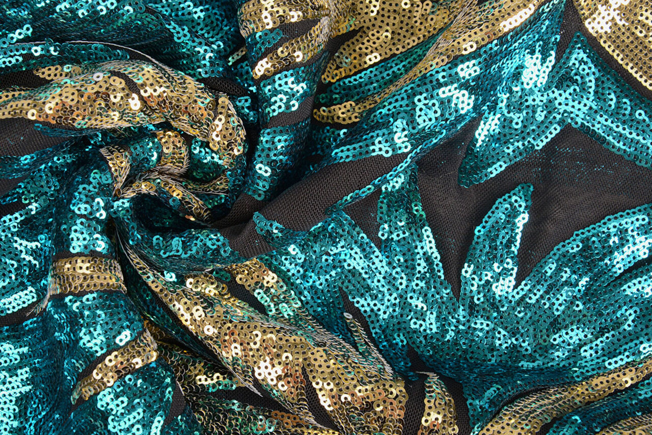 Sequins on Mesh Nayeli Aqua