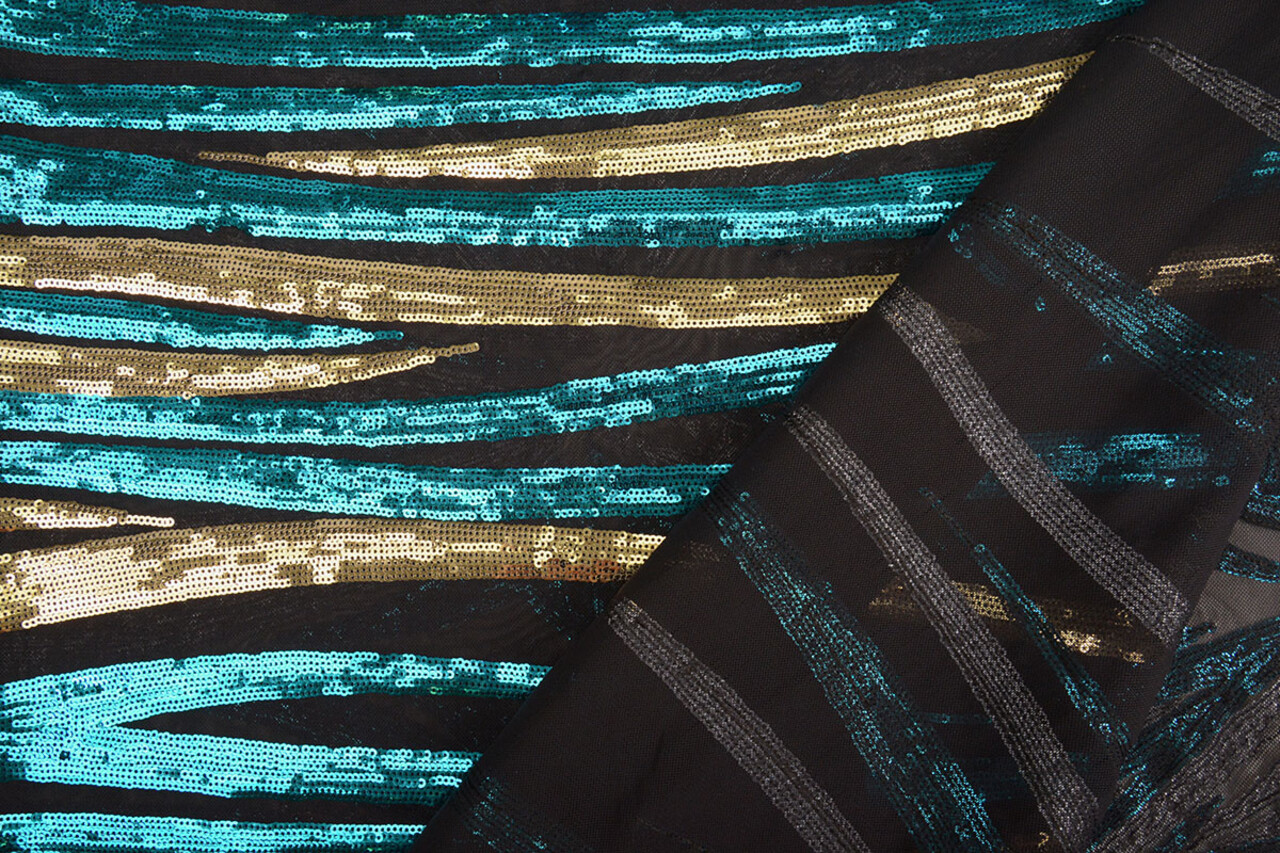 Sequins on Mesh Nayeli Aqua