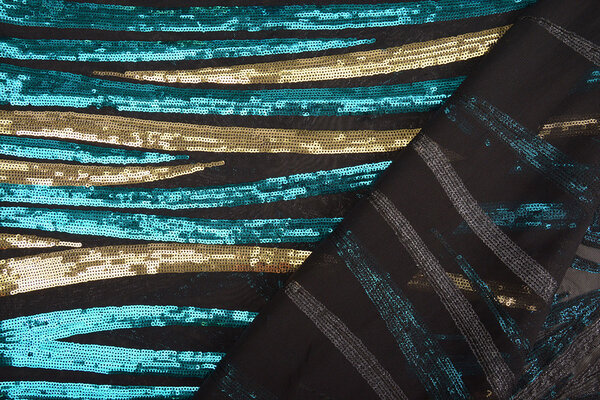Sequins on Mesh Nayeli Aqua