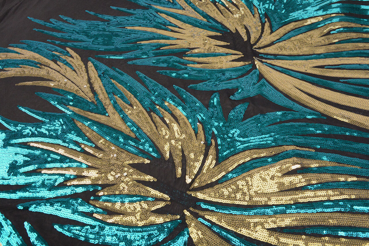 Sequins on Mesh Nayeli Aqua