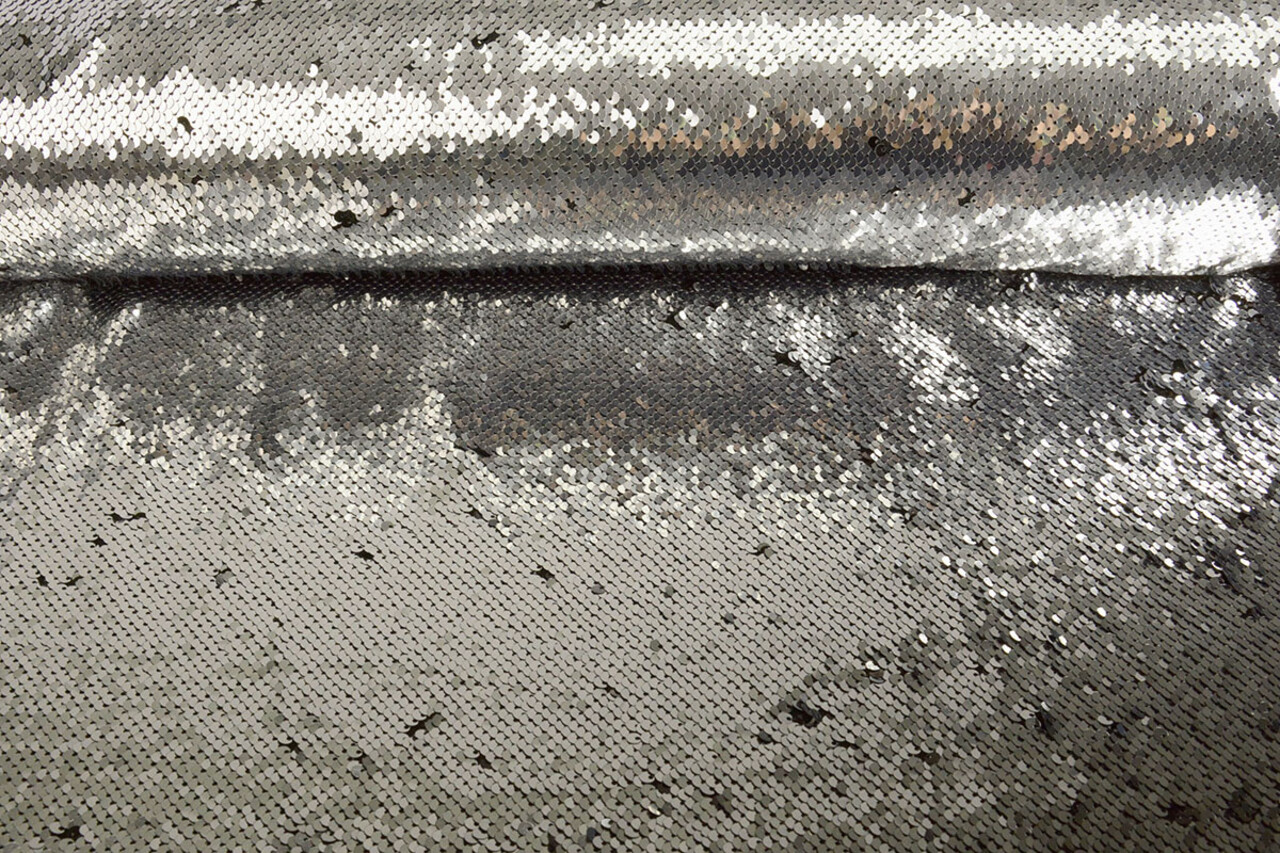 Omkeerbare Pailletten op Mesh Zilver-Zwart