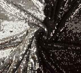 Reversibler Pailletten auf Netz Silber-Schwarz Reversibler Pailletten auf Netz Silber-Schwarz