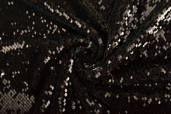 Reversible Lentejuelas sobre Malla Plateado-Negro Reversible Lentejuelas sobre Malla Plateado-Negro