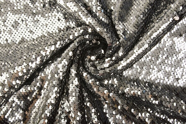 Reversibile Paillettes su Mesh Argento-Nero Reversibile Paillettes su Mesh Argento-Nero