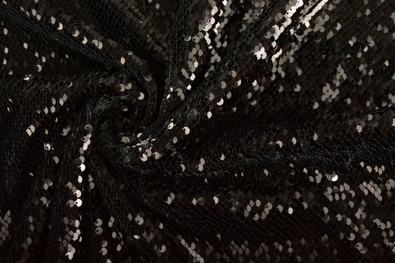 Reversibile Paillettes su Mesh Argento-Nero Reversibile Paillettes su Mesh Argento-Nero