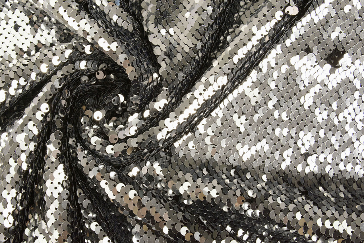 Reversible Sequin on Mesh Silver-Black Reversible Sequin on Mesh Silver-Black
