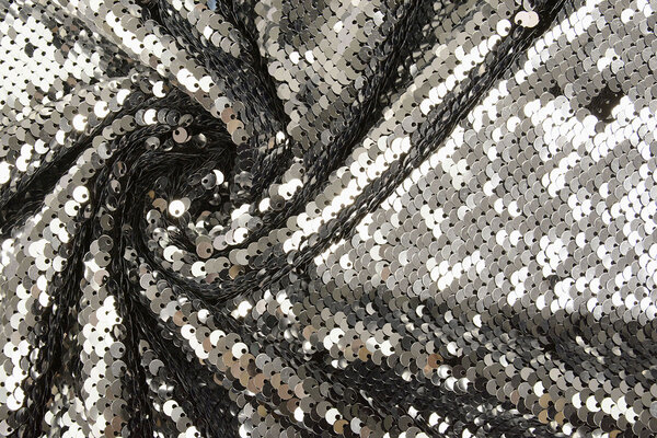 Réversible Paillettes sur Résille Argent-Noir Réversible Paillettes sur Résille Argent-Noir