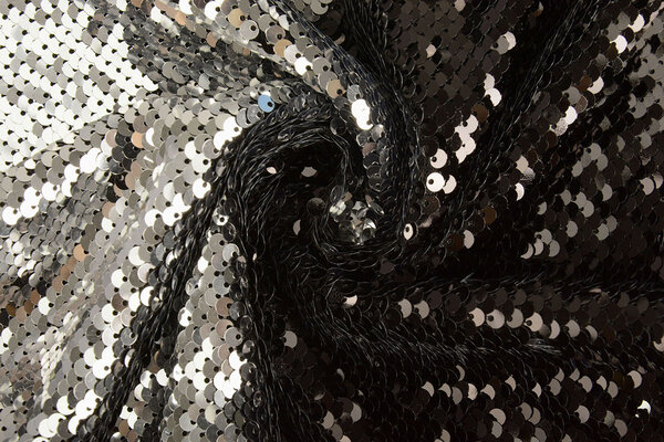 Reversible Lentejuelas sobre Malla Plateado-Negro Reversible Lentejuelas sobre Malla Plateado-Negro