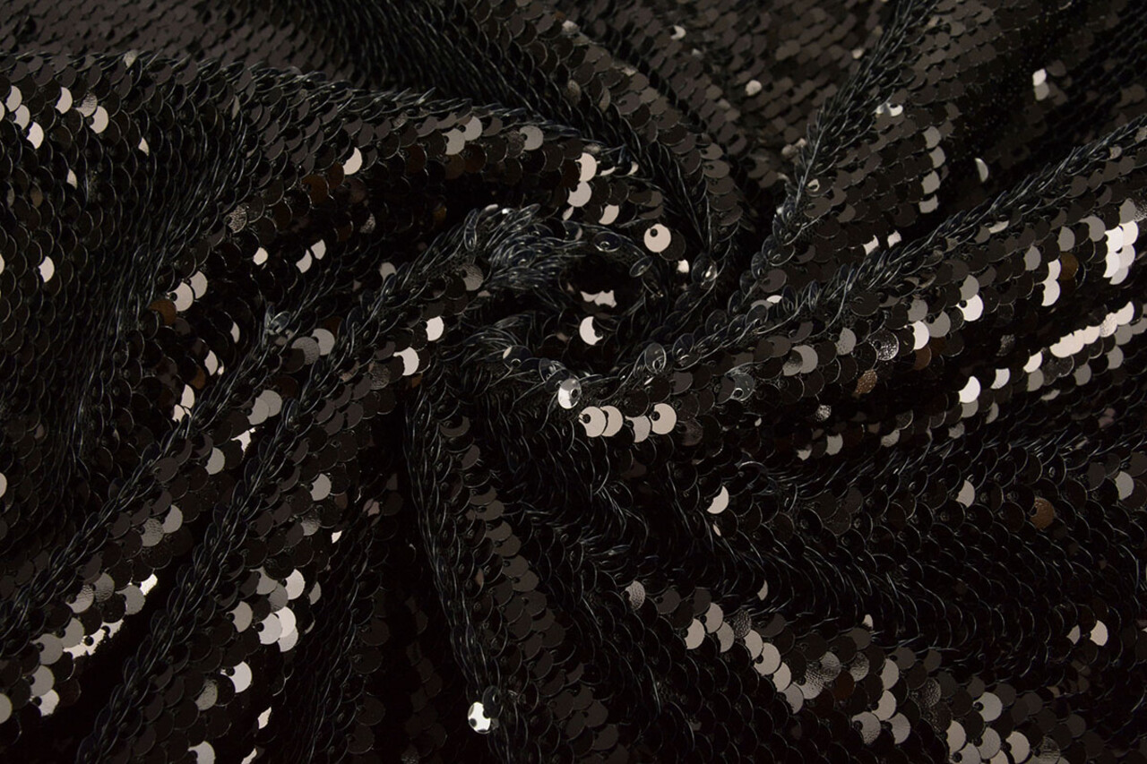 Réversible Paillettes sur Résille Argent-Noir Réversible Paillettes sur Résille Argent-Noir
