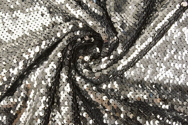 Reversibile Paillettes su Mesh Argento-Nero Reversibile Paillettes su Mesh Argento-Nero