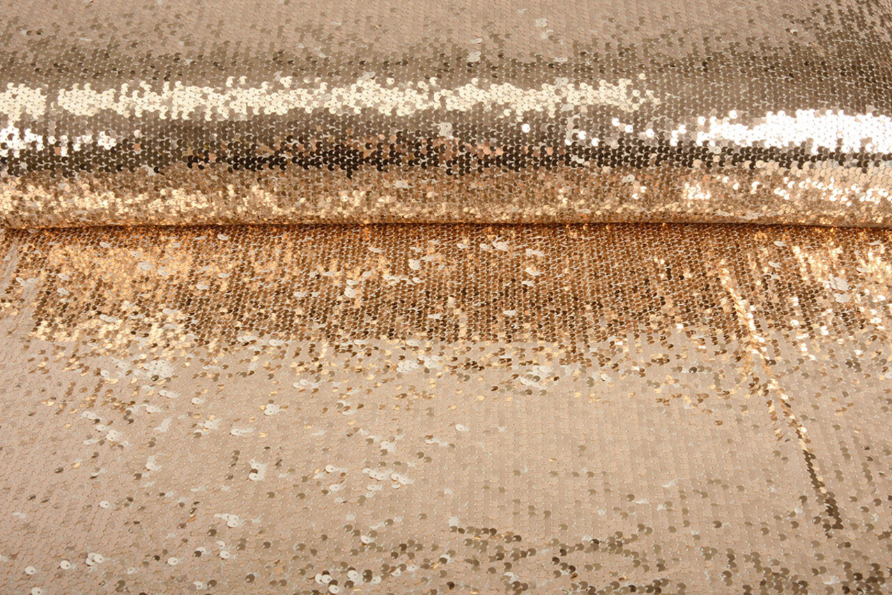 Reversibile Paillettes su Mesh Champagne-Crema Reversibile Paillettes su Mesh Champagne-Crema
