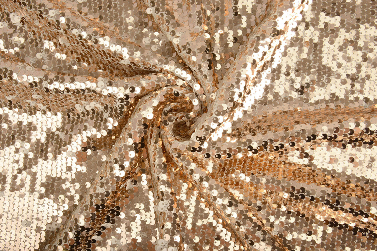Réversible Paillettes sur Résille Champagne-Crème Réversible Paillettes sur Résille Champagne-Crème