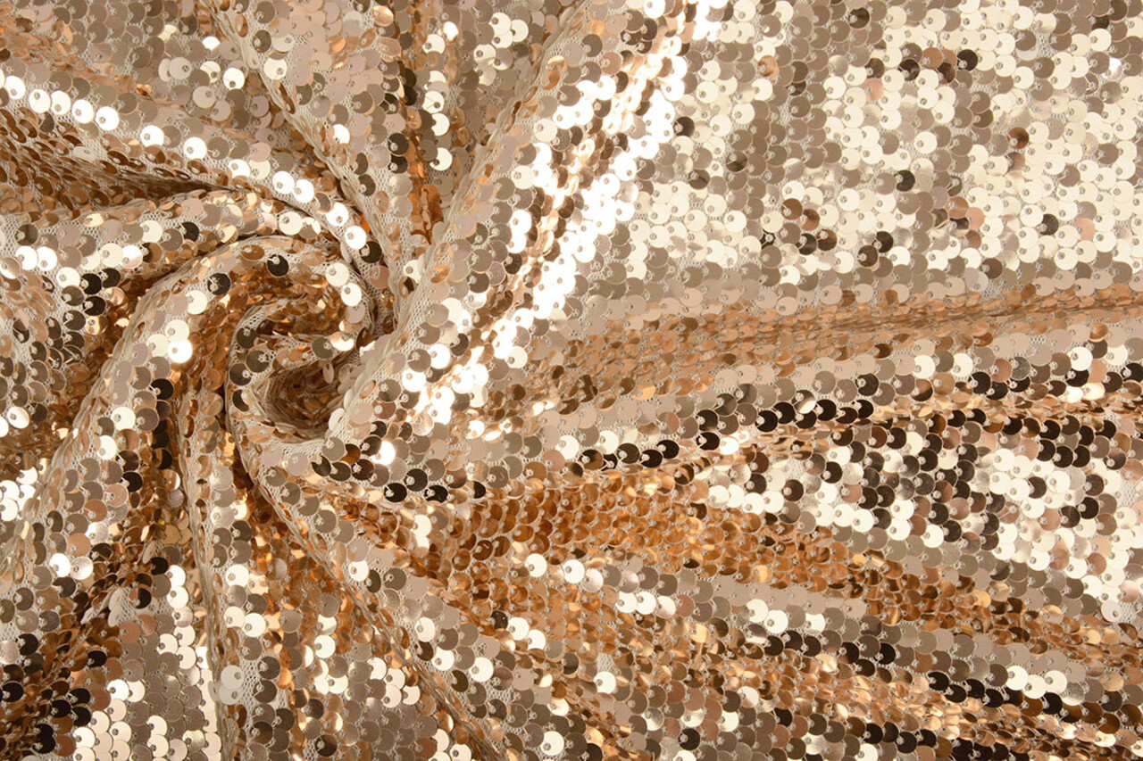 Reversibile Paillettes su Mesh Champagne-Crema Reversibile Paillettes su Mesh Champagne-Crema