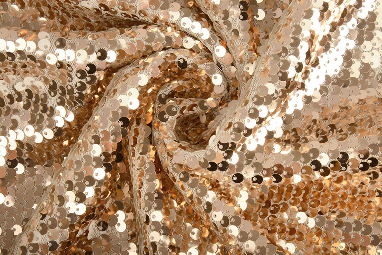 Reversibile Paillettes su Mesh Champagne-Crema Reversibile Paillettes su Mesh Champagne-Crema
