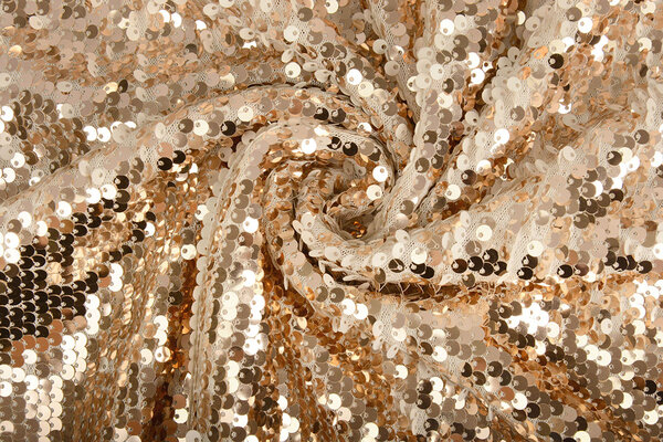 Reversibile Paillettes su Mesh Champagne-Crema Reversibile Paillettes su Mesh Champagne-Crema