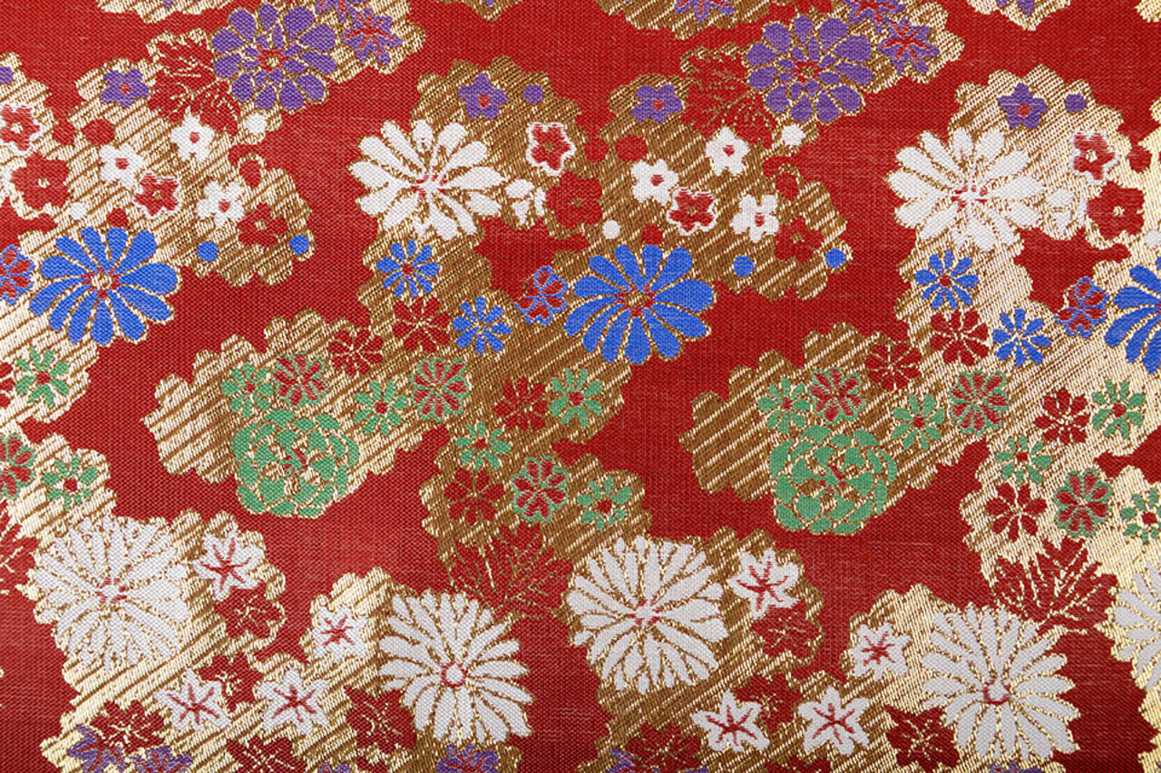 Brocade Flowers Lilled Red