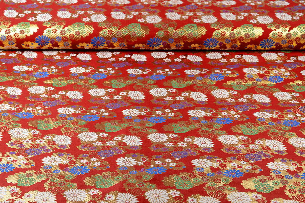 Brocade Flowers Lilled Red