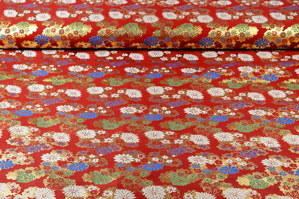 Brocade Flowers Lilled Red