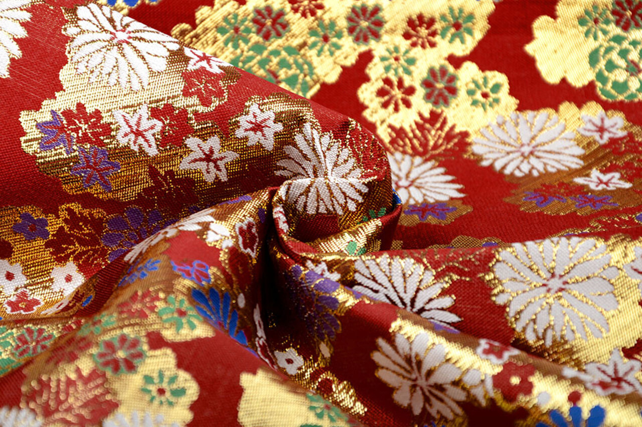 Brocade Flowers Lilled Red