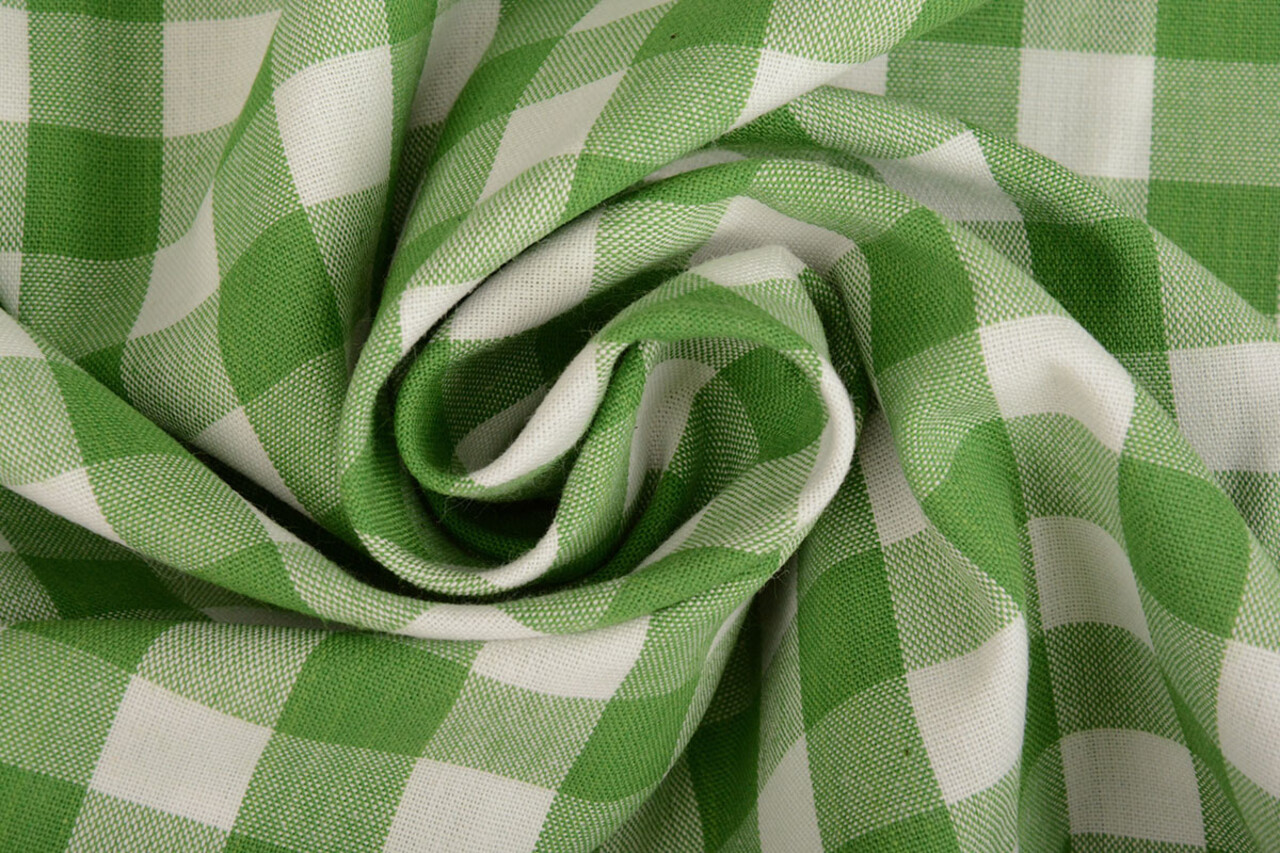 Gingham Check 16 mm  Applegreen Gingham Check 16 mm  Applegreen