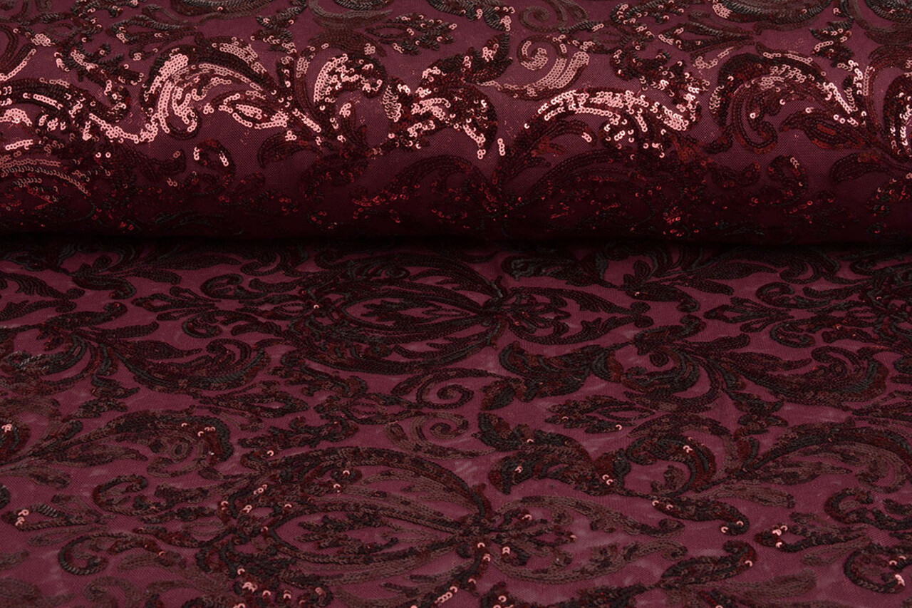 Sequins on Mesh Mila Bordeaux