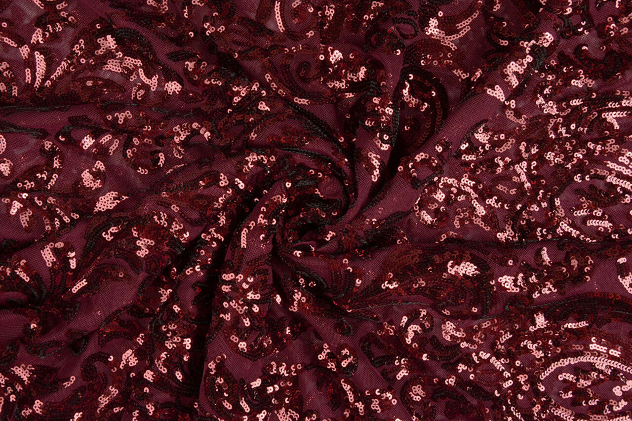 Sequins on Mesh Mila Bordeaux