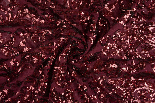 Sequins on Mesh Mila Bordeaux