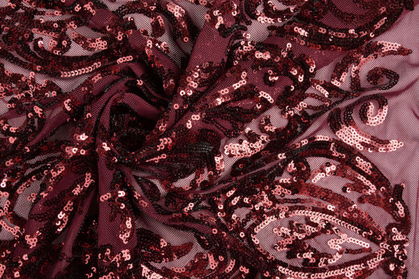 Sequins on Mesh Mila Bordeaux