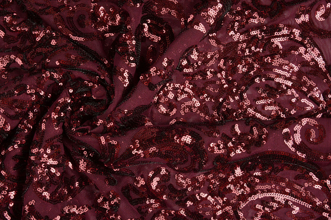 Paillettes su Mesh Mila Bordeaux