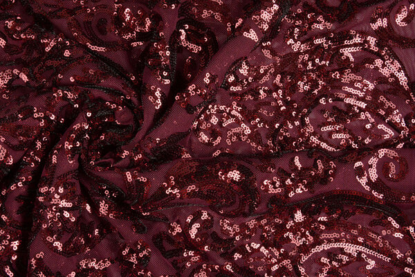 Sequins on Mesh Mila Bordeaux