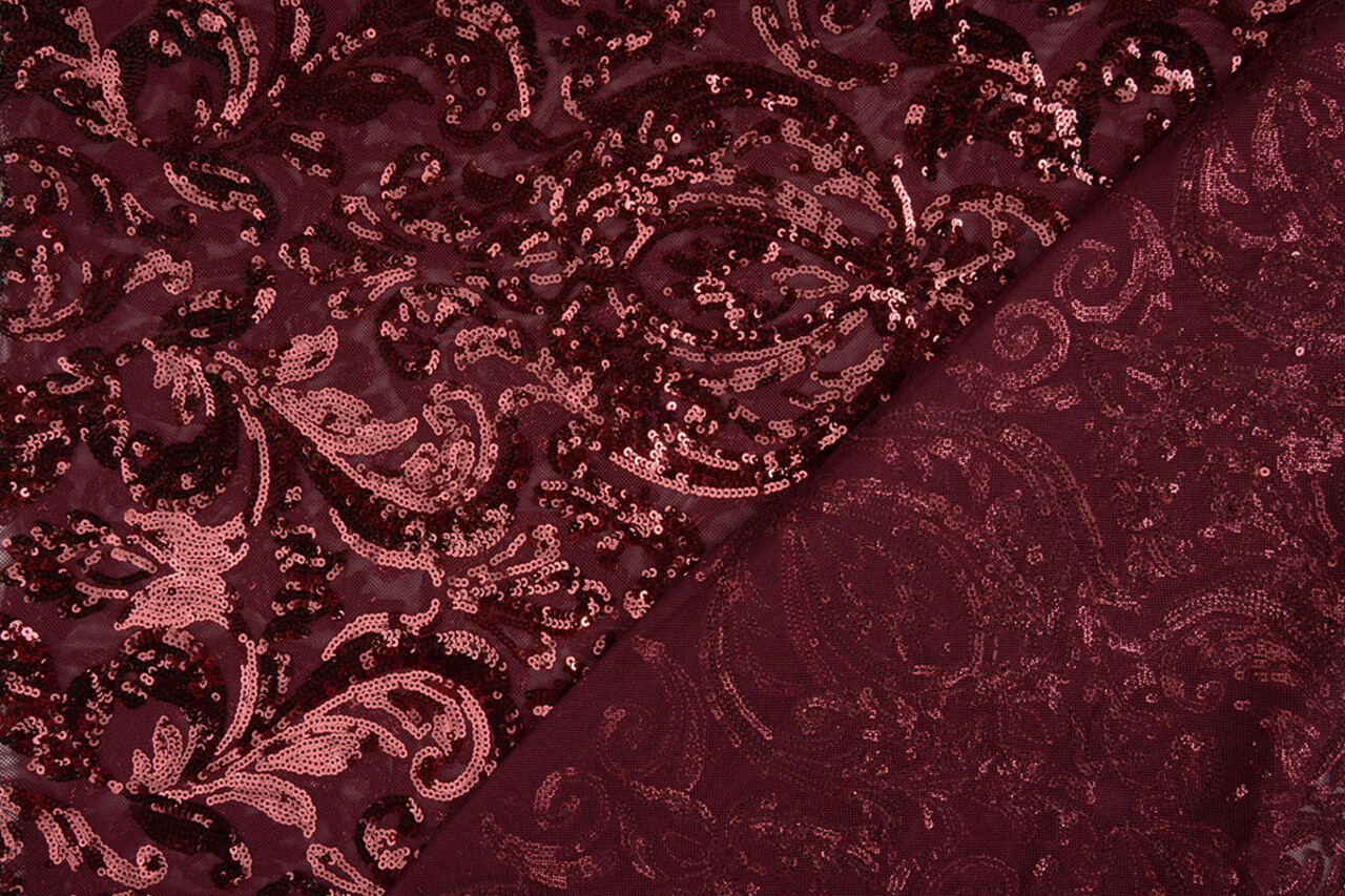 Sequins on Mesh Mila Bordeaux