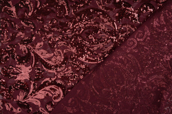 Sequins on Mesh Mila Bordeaux