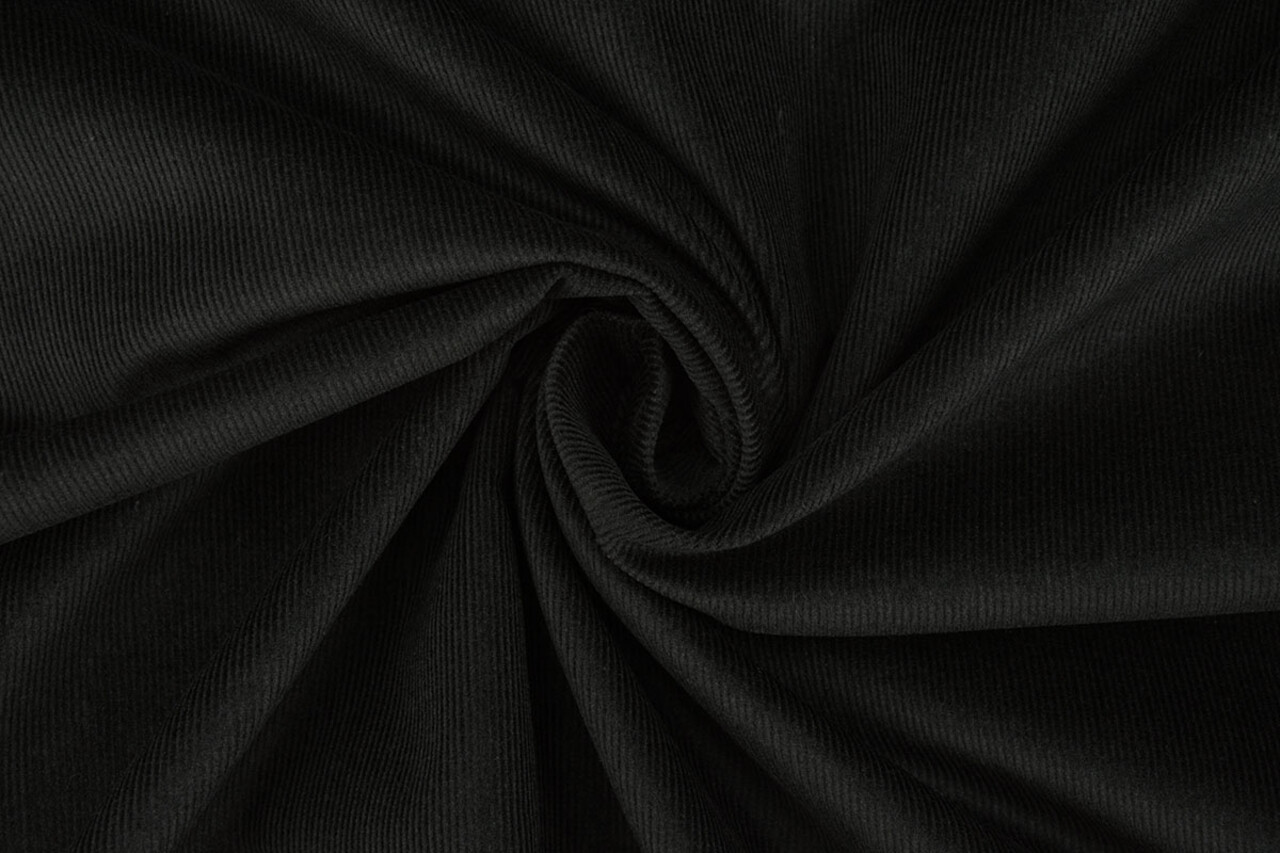 Fine Rib Fabric 21 W Corduroy Black Fine Rib Fabric 21 W Corduroy Black
